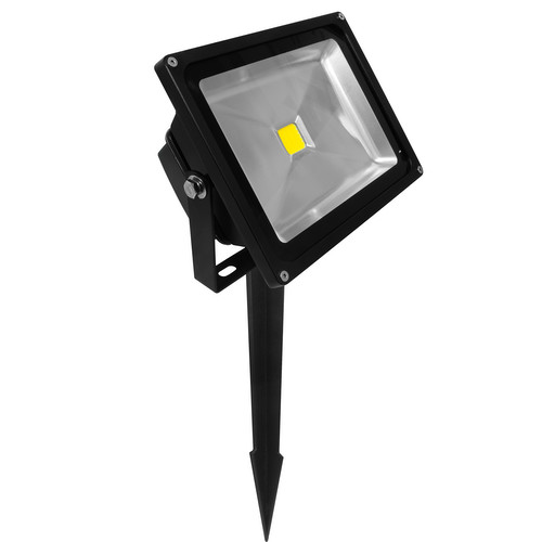 LED Black Floodlight Spike 240V 30W (=300W) 3000K Warm White