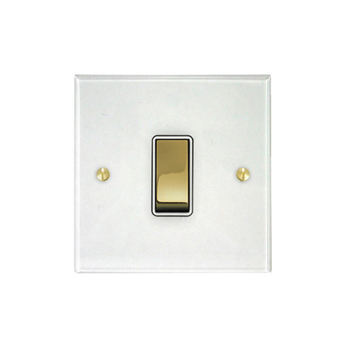 Prism Rocker Switch 1 gang rocker switch 20 amp 2 way brass insert Clear Perspex