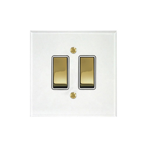 Prism Rocker Switch 2 gang rocker switch 20 amp 2 way brass insert Clear Perspex