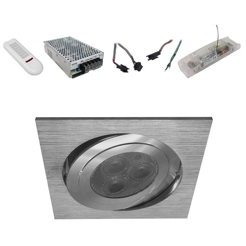 Contour Square RGB 350mA Master 1 9W Brushed Aluminium