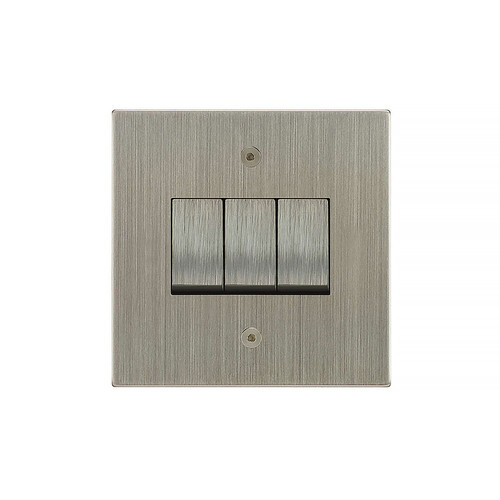 Horizon Square Rocker Switch 3 gang 20 amp 2 way Satin Nickel