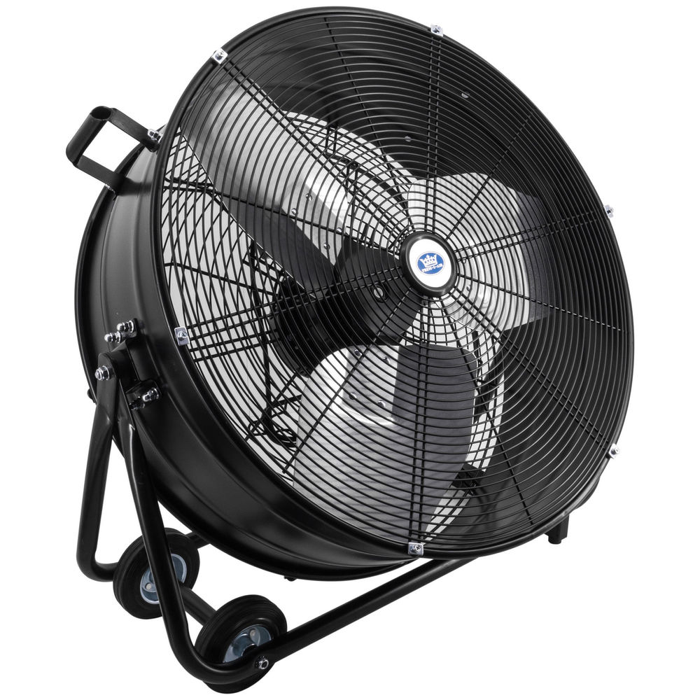 High-Velocity Adjustable Cooling Drum Fan with Wheels Black