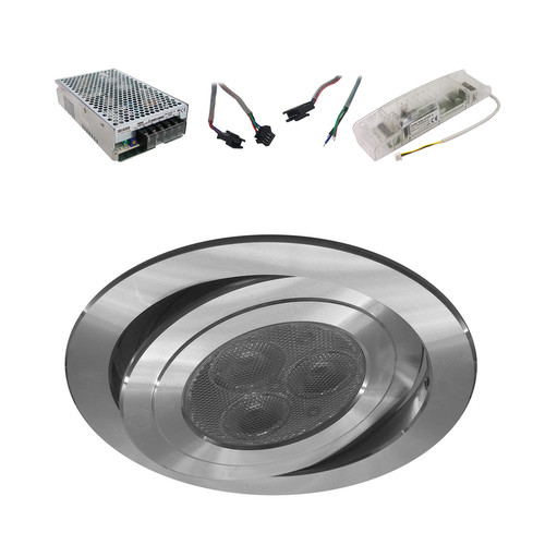Contour Round RGB 350mA Slave 1 9W Brushed Aluminium