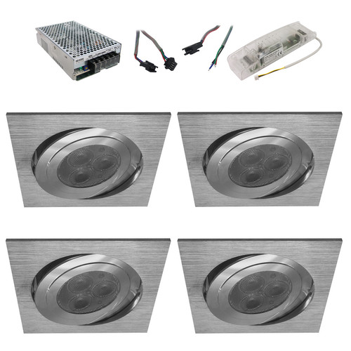 Contour Square RGB 350mA Slave 4 9W Brushed Aluminium