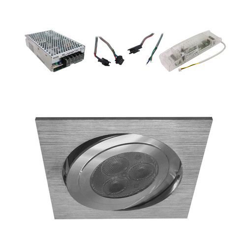 Contour Square RGB 350mA Slave 1 9W Brushed Aluminium