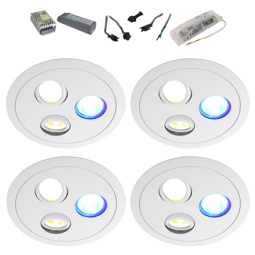 Compasso 4 x LED 8 x Halogen Slave 4 White 176W