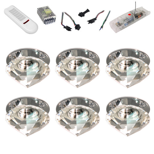 Crystal Ice Button RGB 350mA Master 6 18W Chrome