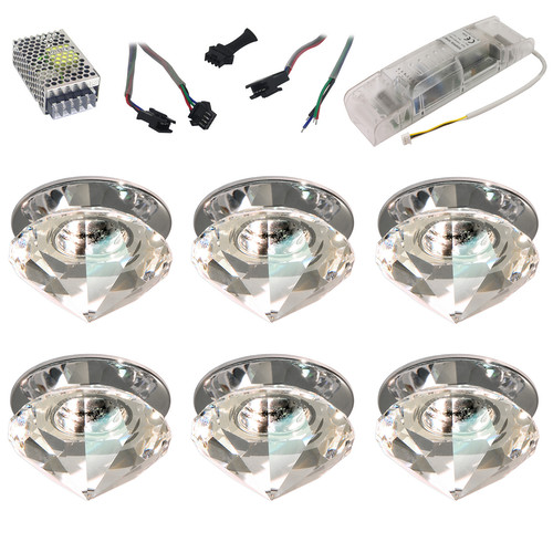 Crystal Ice Button RGB 350mA Slave 6 18W Chrome