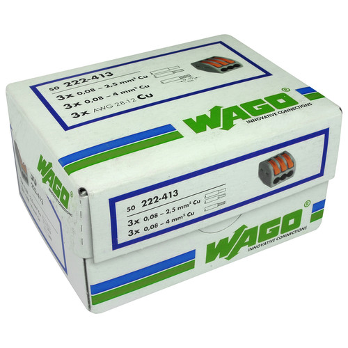 50 x WAGO 2-Way Lever Splicing Terminal Connector (0.08-4 mm²) Grey