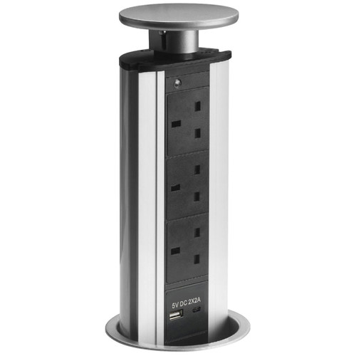 Pop-Up Socket - With USB-A+C 240V 13A Silver