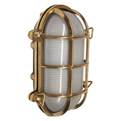 Nautilus  Bulkhead Outdoor Garden Wall Light Brass 60W