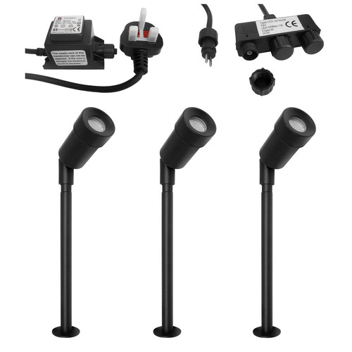 LED Spike Kit Black 12V 3 x 1W 4000K Cool White