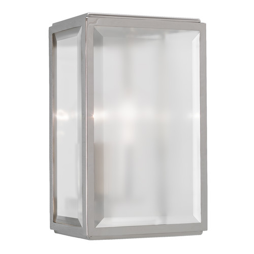 Homefield Frosted Glass Exterior Wall Light 240V 60W Polished Nickel