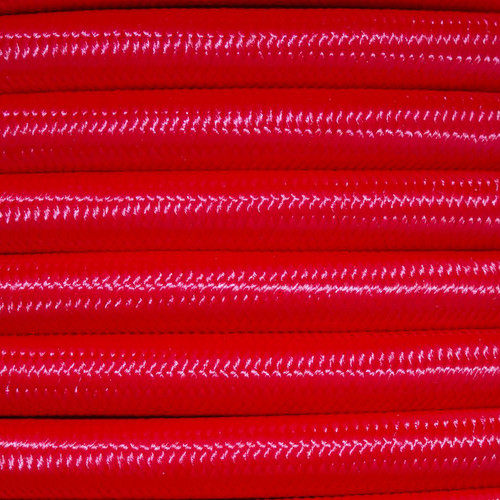 Braided Cloth 3 Core Round Flex Cable 0.75mm² Poppy Red