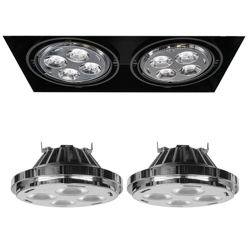Grid Trimless Double LED & Driver 2 x 14W Dimmable Warm White (2700K) 8° Black