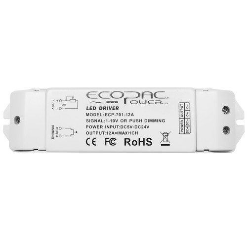 1-10V / Push Button Dimmable Driver (Constant Voltage) White 12V-24V / 144W - 288W