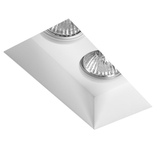 Blanco Plaster Trimless Square Double Downlight GU10 240V White 2x50W