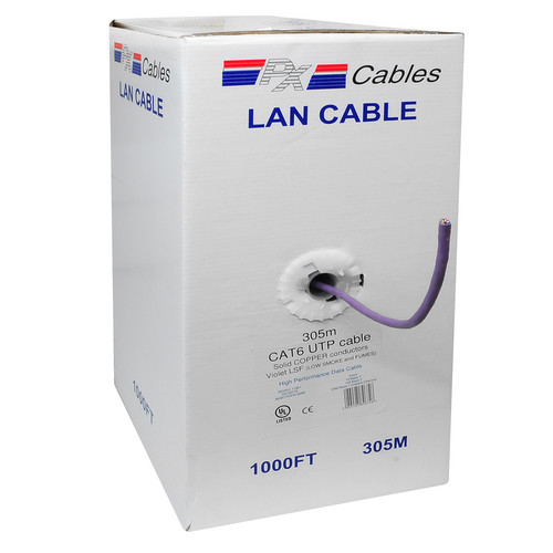 LAN CAT6 LSZH UTP 4-Pair Unshielded Ethernet Cable - Violet (305m Box) Supports up to 10Gbps (55m) / 1Gbps (100m)