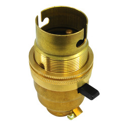 Switched Lamp Holder 13mm Brass BC / B22
