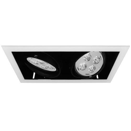Double Downlighter LED & Driver 2 x 14W Dimmable Cool White (4000K) 24° White / Black