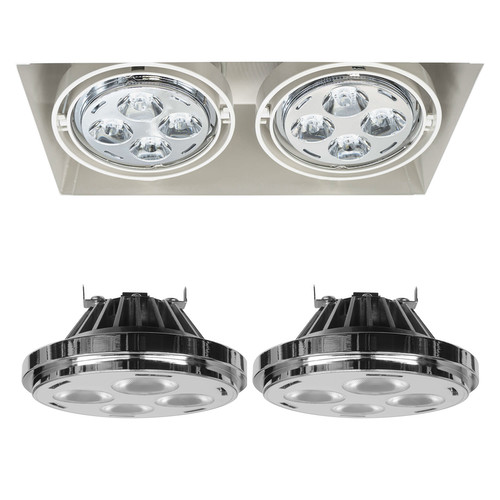 Grid Trimless Double LED & Driver 2 x 14W Dimmable Warm White (3000K) Downlight 45° White
