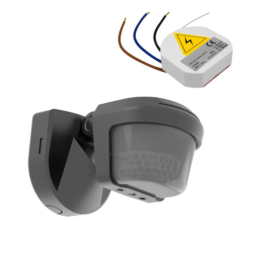 Wired 180° 2300W PIR Light Controller 240V 2 Channel Black
