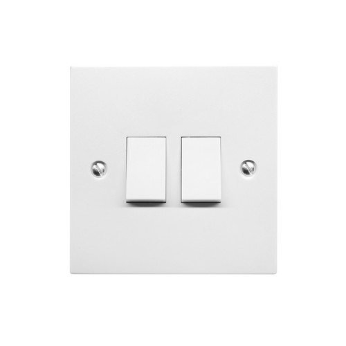 Rocker Switch 2 gang 10 amp 2 way White
