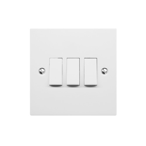 Rocker Switch 3 gang 10 amp 2 way White
