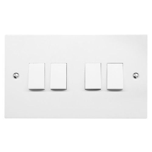 Rocker Switch 4 gang 10 amp 2 way White