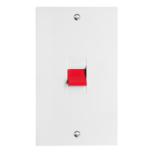 Cooker Switch 1 gang double plate 45 amp cooker White