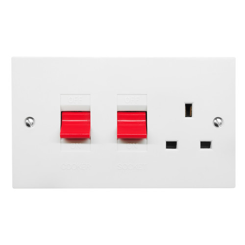 Cooker Switch Double plate 45 amp cooker switch socket outlet White