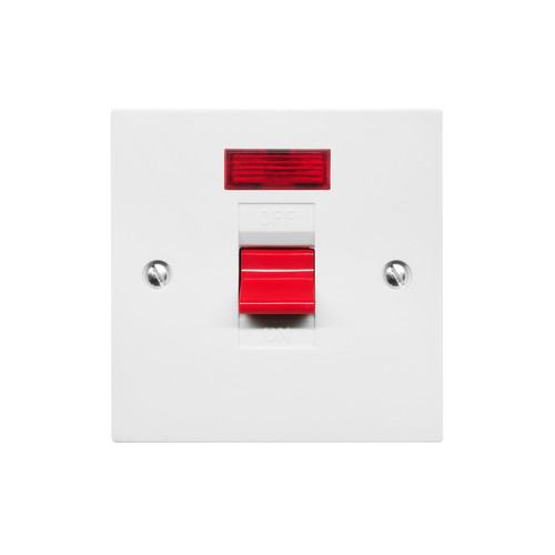 Cooker Switch 1 gang 45 amp cooker neon White