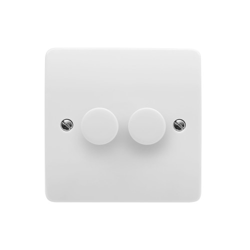 MK Logic Plus Dimmer Switch 2 Gang 2 Way 2 x 250W Push Dimmer White