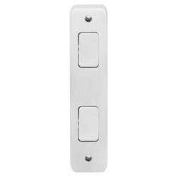 MK Logic Plus Architrave Switch White 10A 2 gang 2 Way