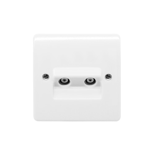 MK Logic Plus TV Socket 1 gang twin TV/FM co-axial outlet non-isolated White