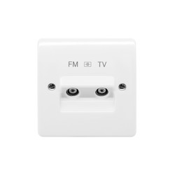 MK Logic Plus TV Socket 1 gang twin TV/FM Diplexer outlet isolated White