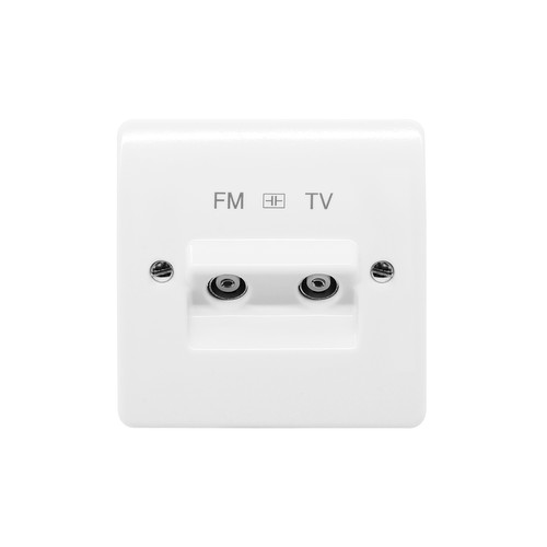 MK Logic Plus TV Socket 1 gang twin TV/FM Diplexer outlet isolated White