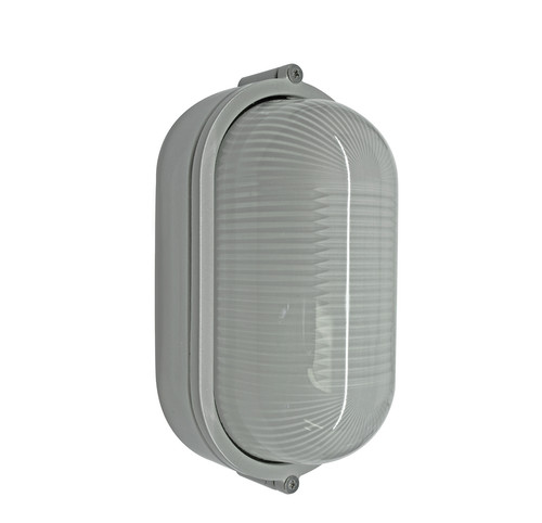 Oval Bulkhead Outdoor Garden Wall Light Silver 60W
