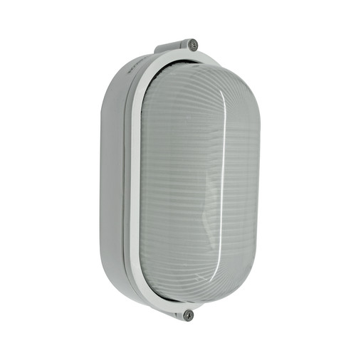 Oval Bulkhead Outdoor Garden Wall Light White 60W