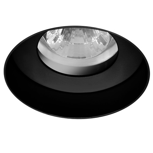 Trimless Round Fixed Clear Glass Downlight IP55 GU10 240V Black 50W