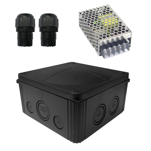 Waterproof Junction Box Kit 10 Way 12V Black 25W
