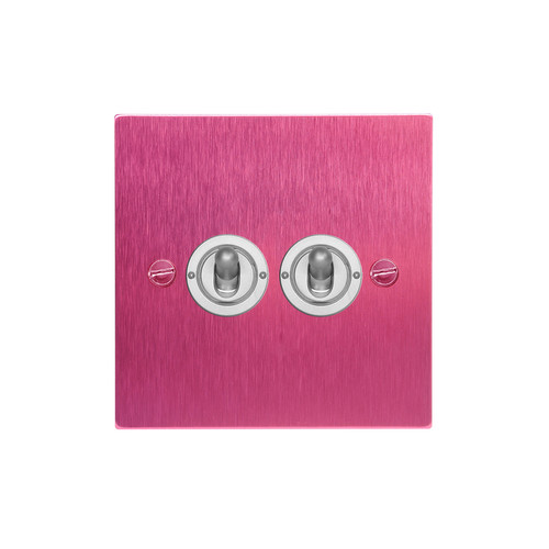 Dolly Switch 2 gang intermediate Pink Aluminium