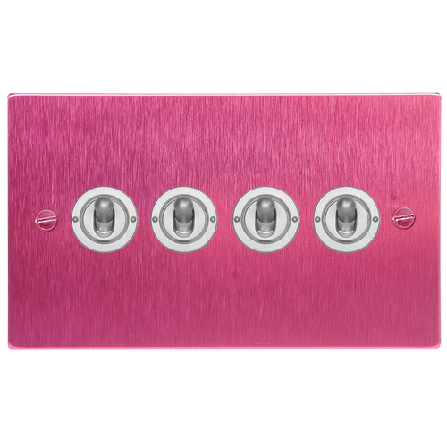 Dolly Switch 4 gang 2 way Pink Aluminium