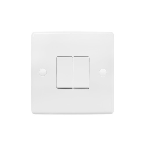 Rocker Switch 2 Gang 10A 2 Way White