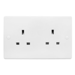 Wall Socket 2 Gang 13 Amp Unswitched Outlet White