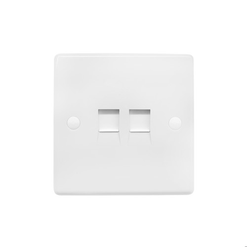 Communication Socket 2 Gang RJ45 Cat 6 White