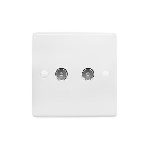 TV Socket 2 gang Television/FM White
