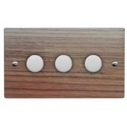 Dimmer Switch 3 gang 250 watt 2 way Walnut