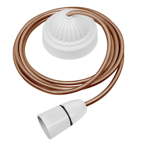 Fluted Pendant Kit 2m Cable 100W Old Gold / White