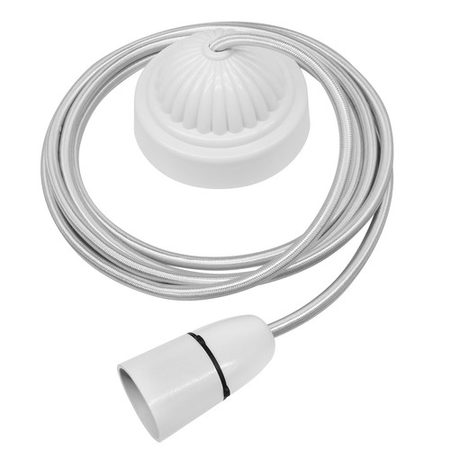 Fluted Pendant Kit 2m Cable 100W Silver / White